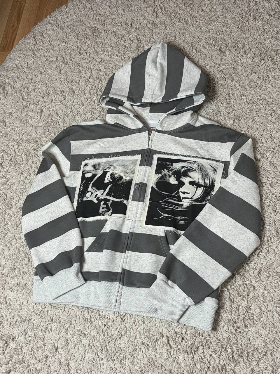 ERD type Striped Zip-hoodie